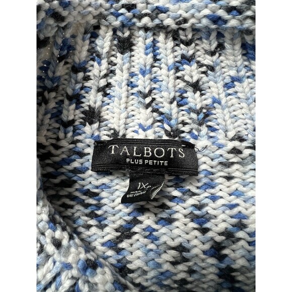 Talbots Sweater XL Petite Roll Mock Neck Pullover Knit Plus Cotton Blend Coastal - Picture 2 of 9